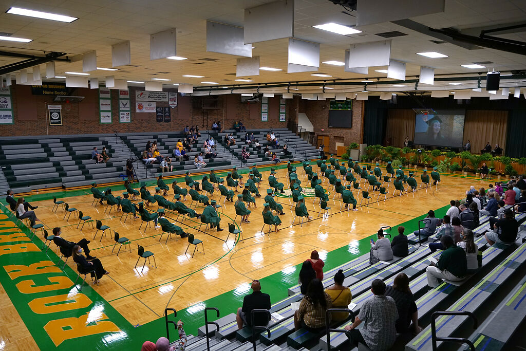 Rock Bridge High School holds the graduation in a social distancing way on Thursday